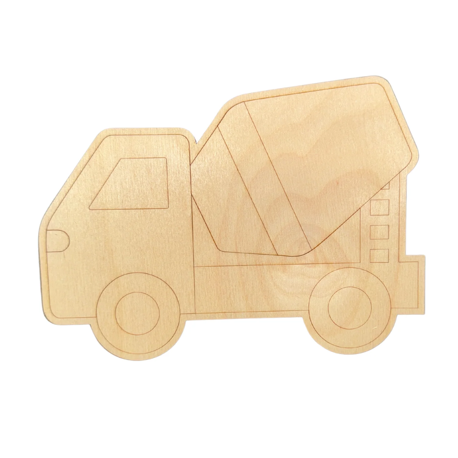 Unfinished Wood Etched Cement Truck Shape | Paint By Line Crafts | up to 30" DIY - Image 2