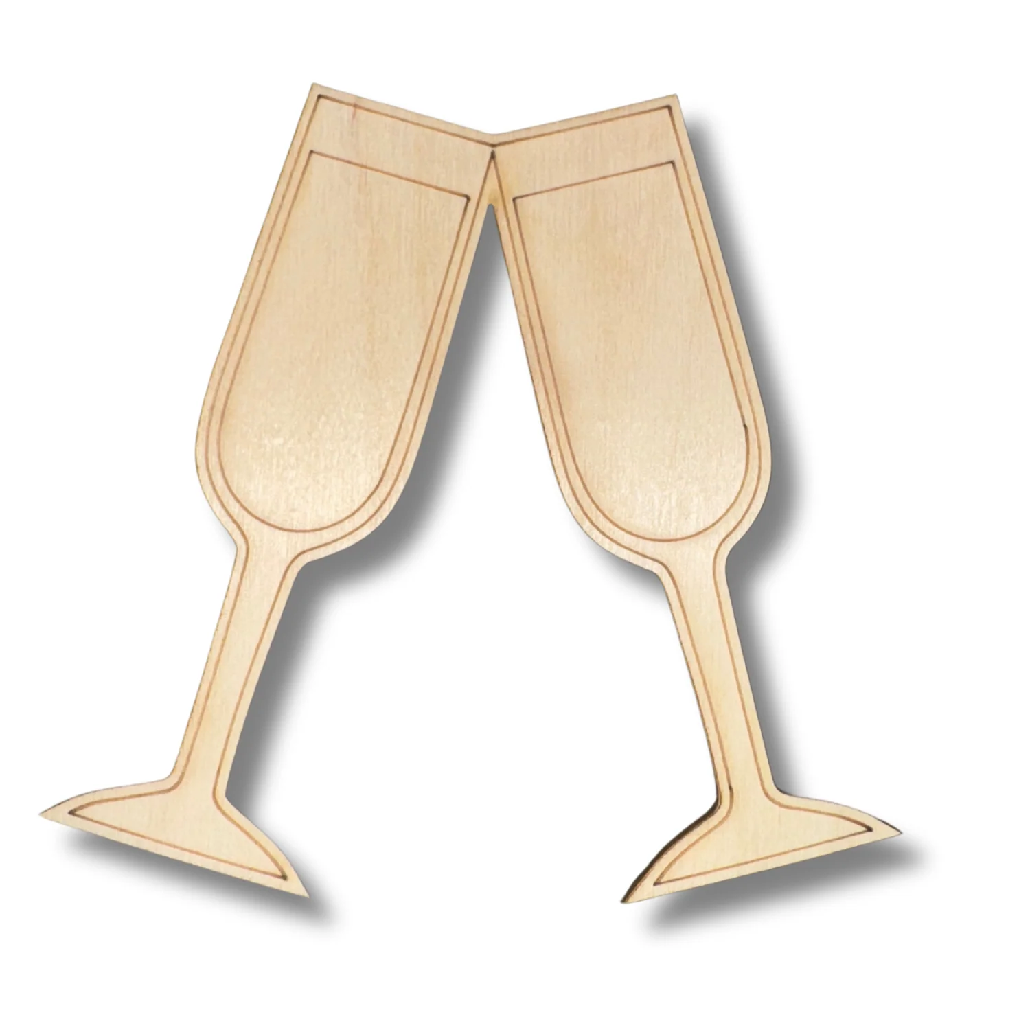 Unfinished Wood Etched Champagne Cheers Shape | Paint By Line Crafts | up to 30" DIY - Image 2