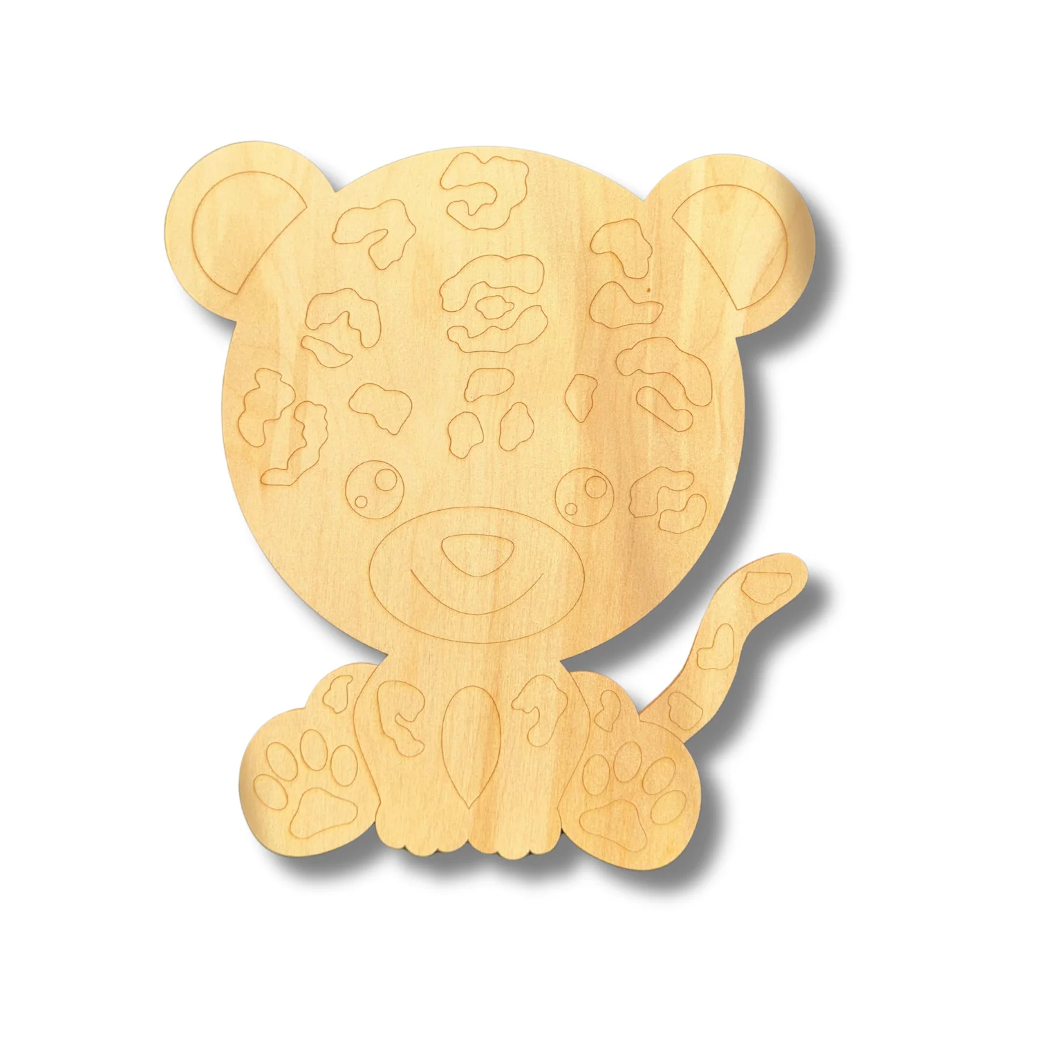 Unfinished Wood Etched Cheetah Shape | Paint By Line Crafts | up to 30" DIY - Image 2