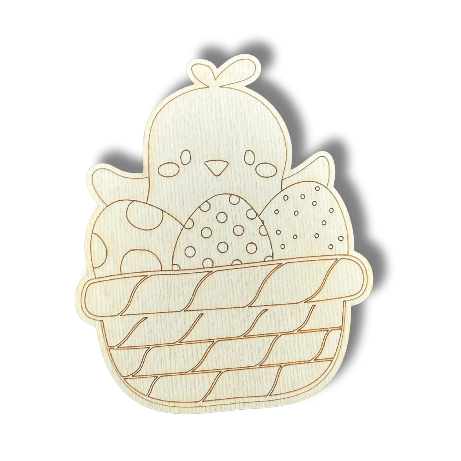Unfinished Wood Etched Chick Easter Basket Shape | Paint By Line Crafts | up to 30" DIY - Image 2