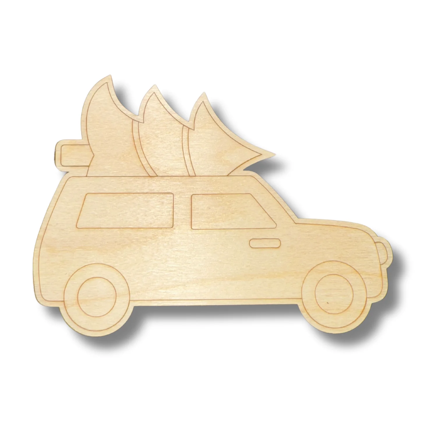 Unfinished Wood Etched Christmas Tree Car Shape | Paint By Line Crafts | up to 30" DIY - Image 2