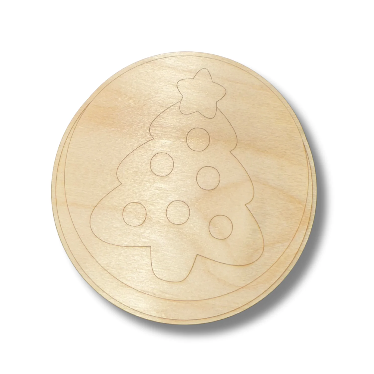 Unfinished Wood Etched Christmas Tree Cookie Shape | Paint By Line Crafts | up to 30" DIY - Image 2