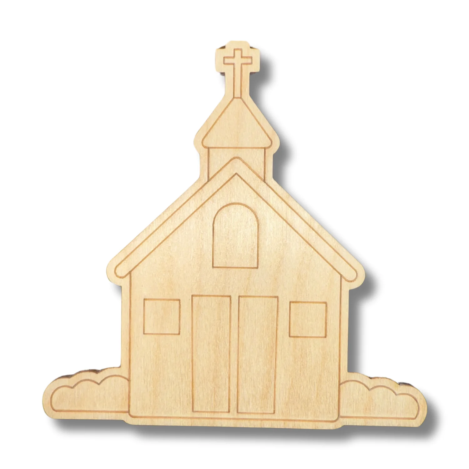 Unfinished Wood Etched Church Shape | Paint By Line Crafts | up to 30" DIY - Image 2