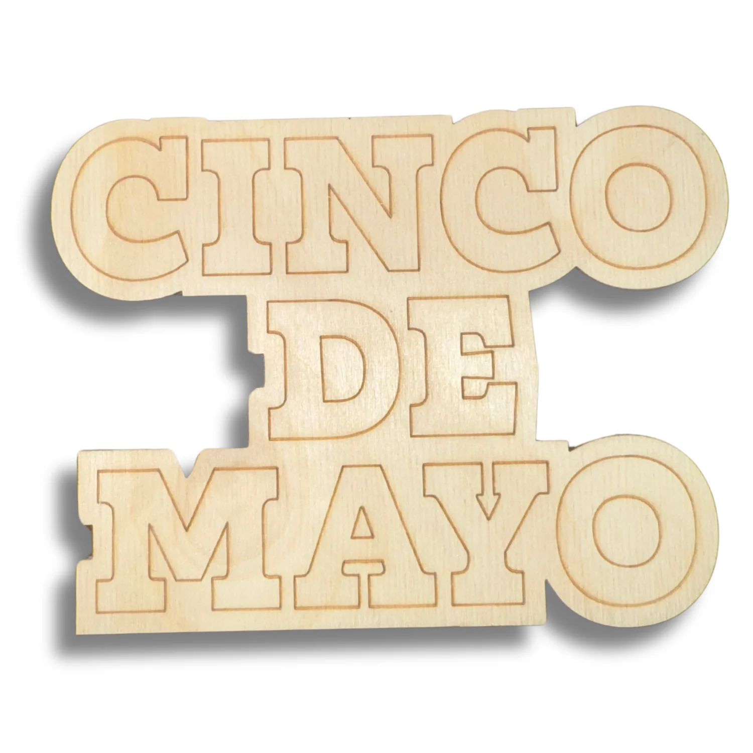 Unfinished Wood Etched Cinco De Mayo Shape | Paint By Line Crafts | up to 30" DIY - Image 2