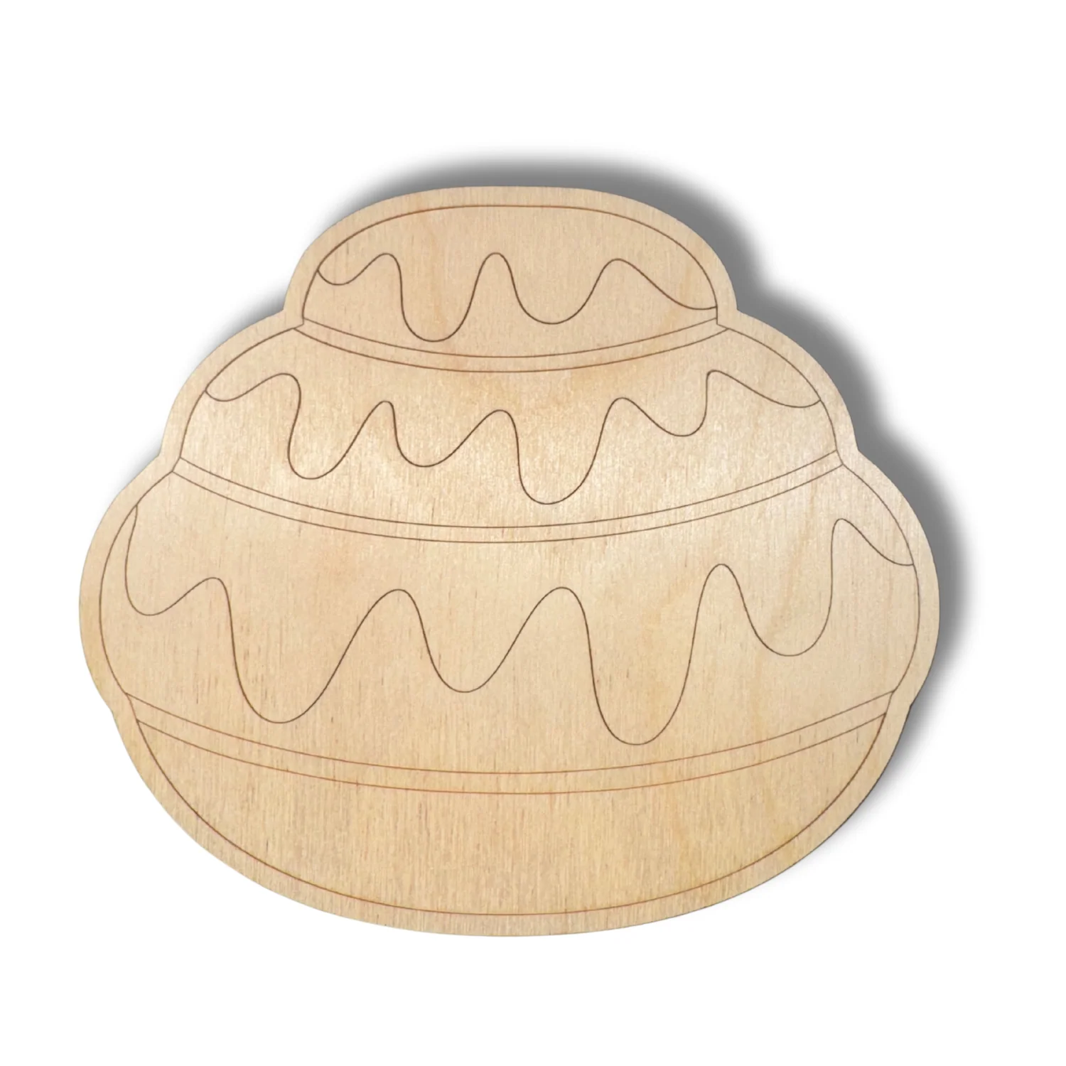 Unfinished Wood Etched Cinnnamon Bun Shape | Paint By Line Crafts | up to 30" DIY - Image 2