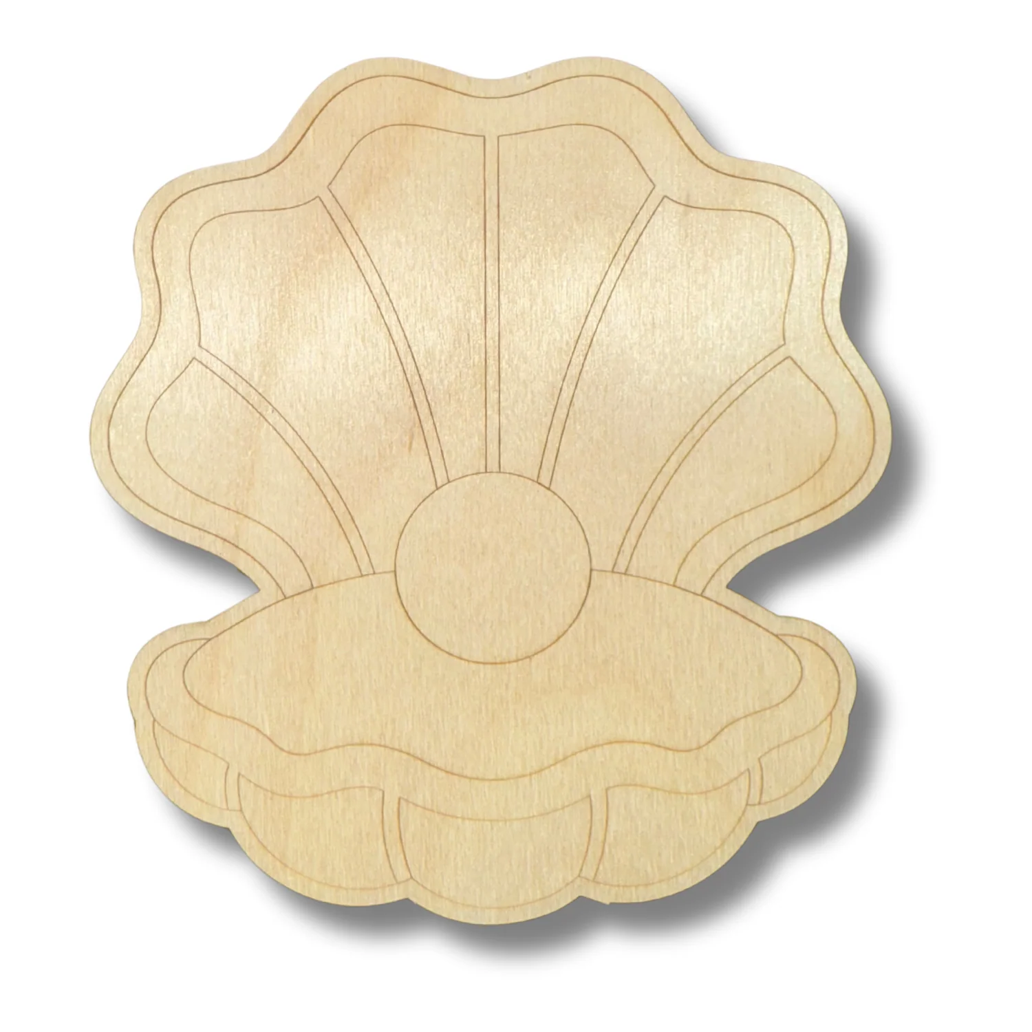 Unfinished Wood Etched Clam Shape | Paint By Line Crafts | up to 30" DIY - Image 2
