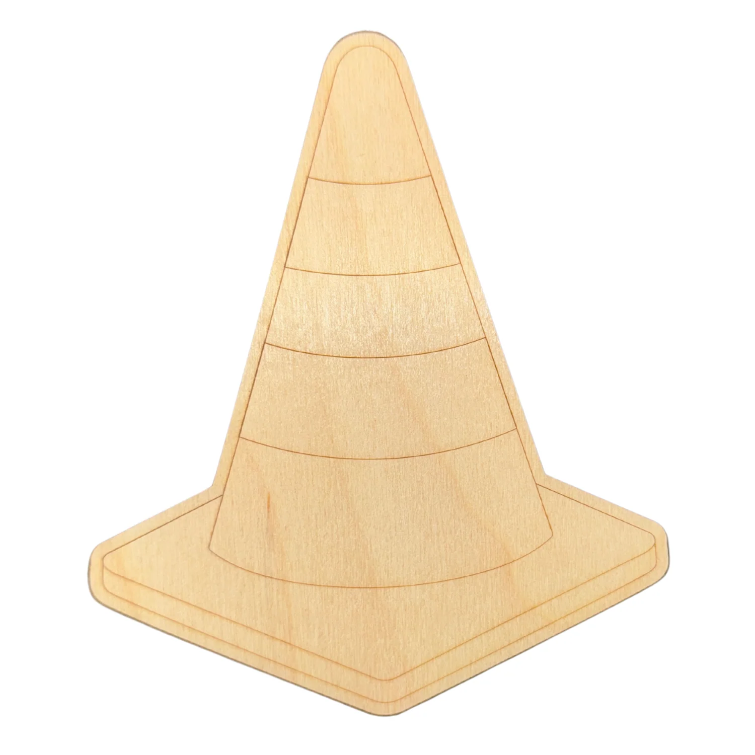 Unfinished Wood Etched Construction Cone Shape | Paint By Line Crafts | up to 30" DIY - Image 2