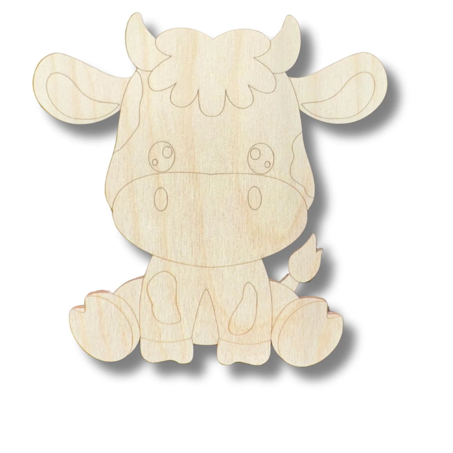 Unfinished Wood Etched Cow Shape | Paint By Line Crafts | up to 30" DIY - Image 2