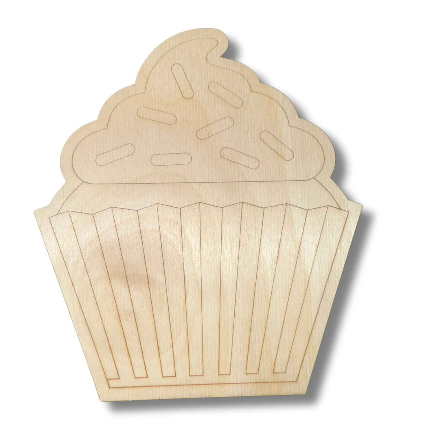 Unfinished Wood Etched Cupcake Shape | Paint By Line Crafts | up to 30" DIY - Image 2