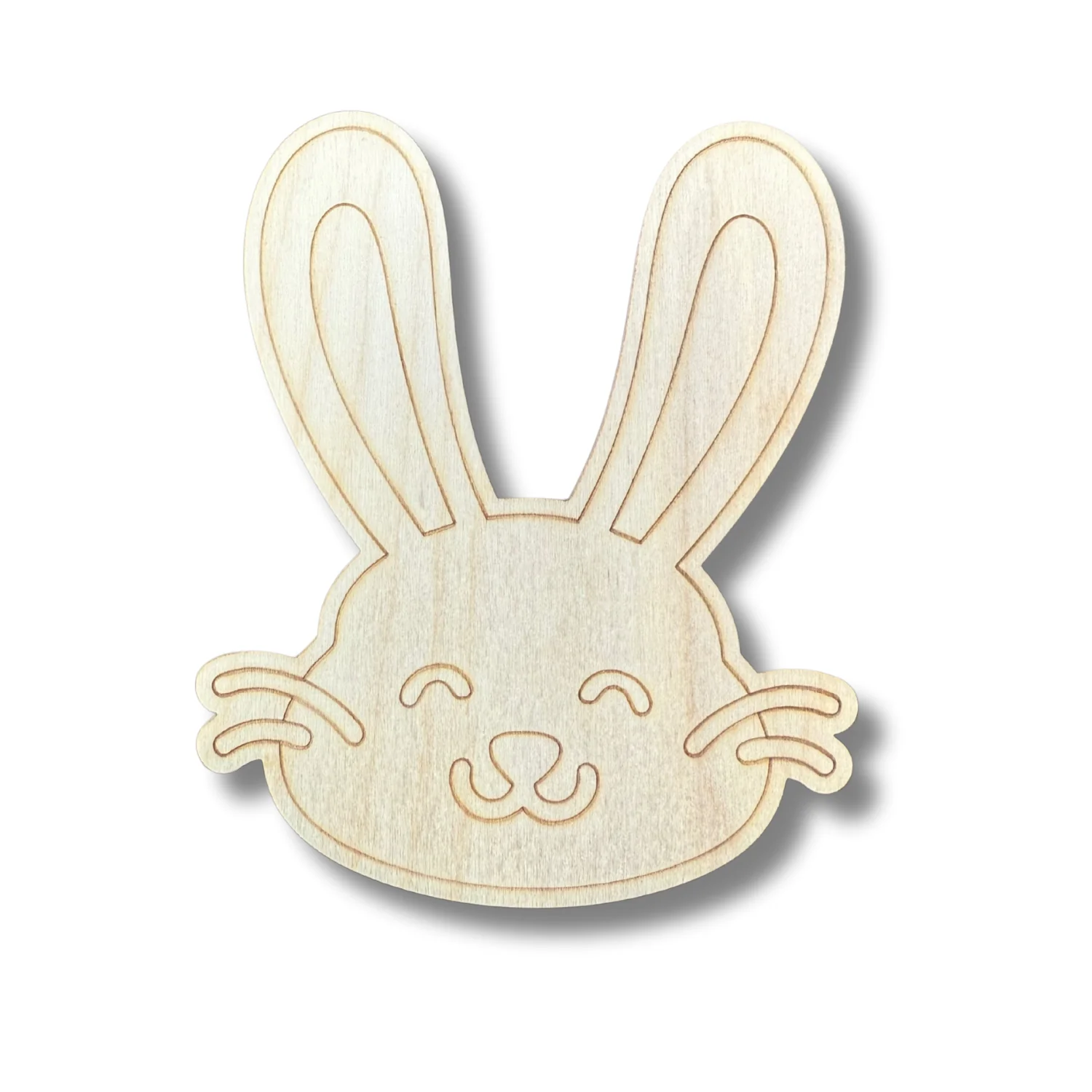 Unfinished Wood Etched Cute Bunny Head Shape | Paint By Line Crafts | up to 30" DIY - Image 2