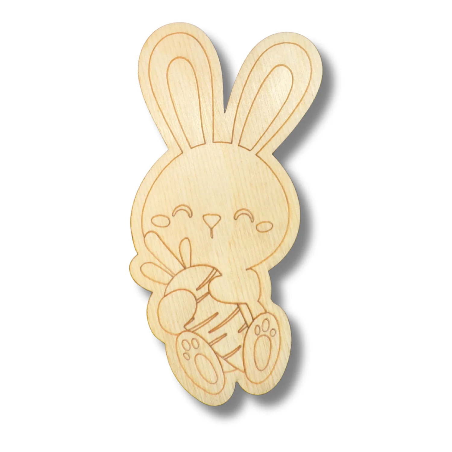 Unfinished Wood Etched Cute Carrot Bunny Shape | Paint By Line Crafts | up to 30" DIY - Image 2