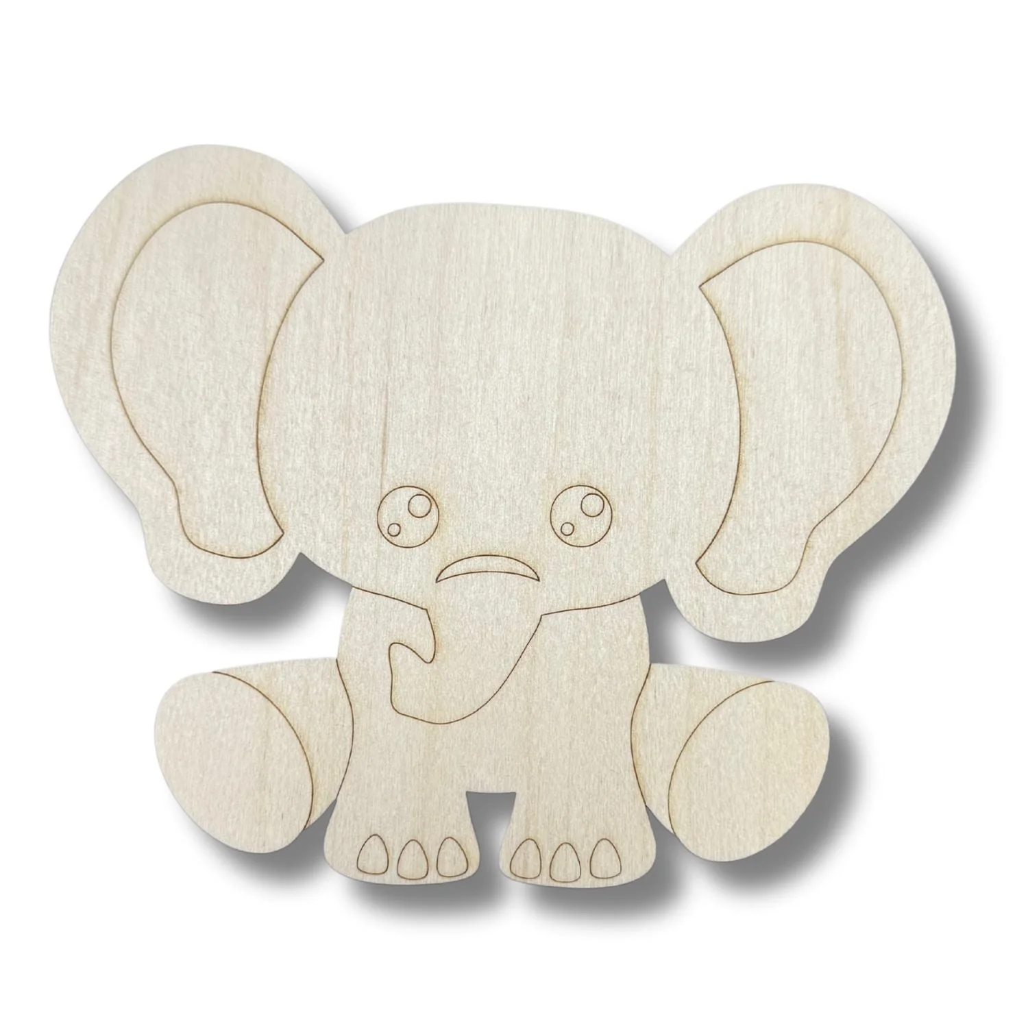 Unfinished Wood Etched Cute Elephant Shape | Paint By Line Crafts | up to 30" DIY - Image 2