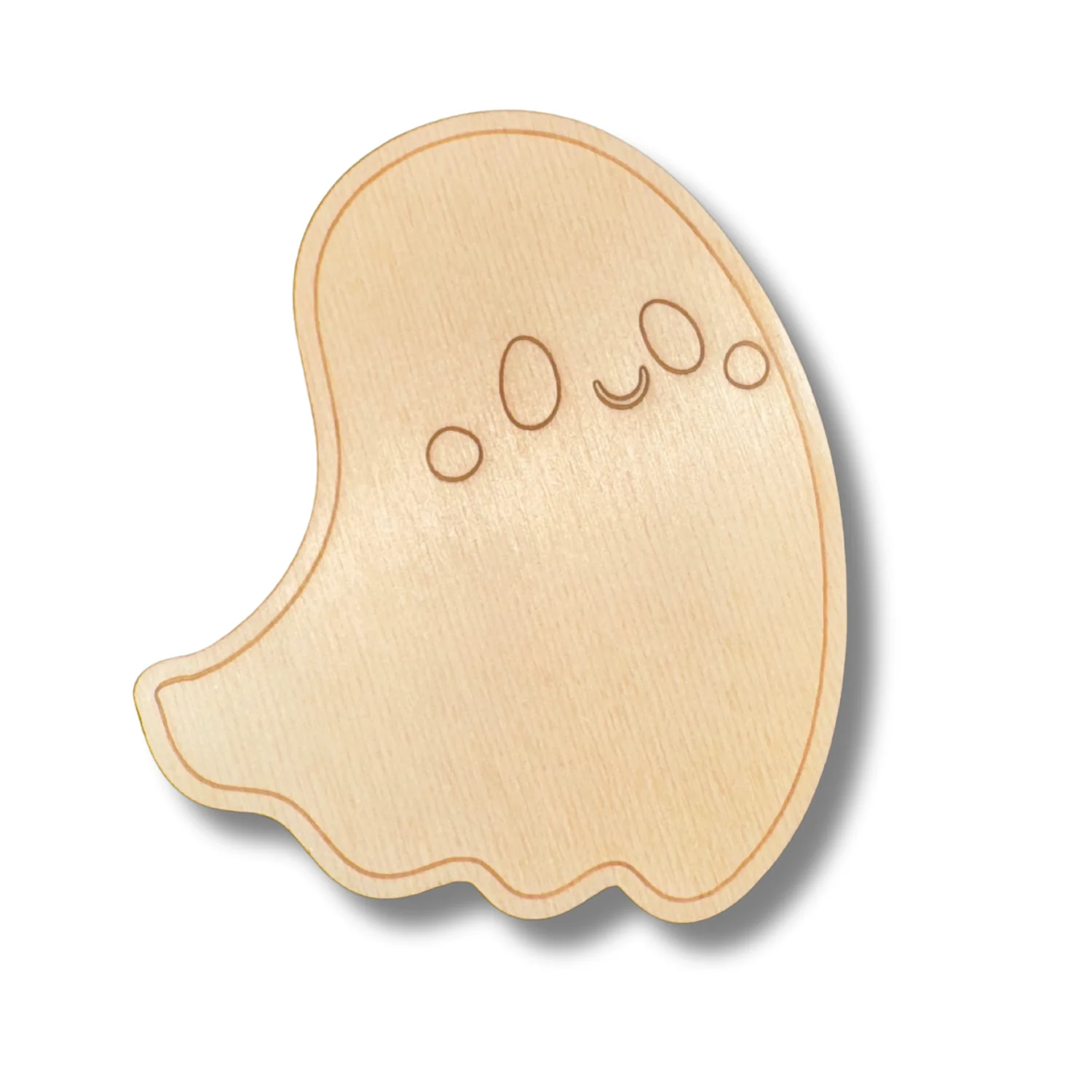 Unfinished Wood Etched Cute Ghost Shape | Paint By Line Crafts | up to 30" DIY - Image 2