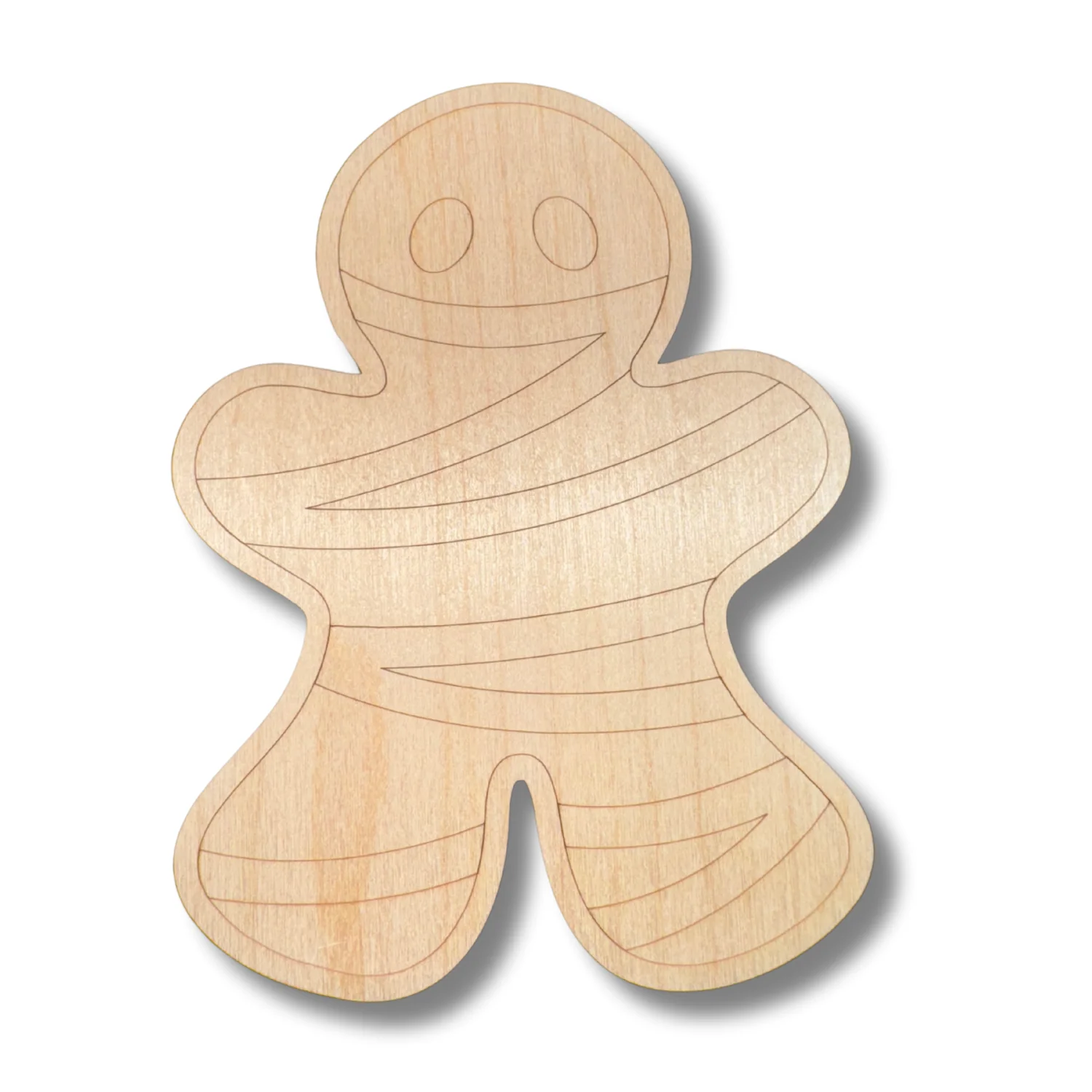 Unfinished Wood Etched Cute Mummy Shape | Paint By Line Crafts | up to 30" DIY - Image 2