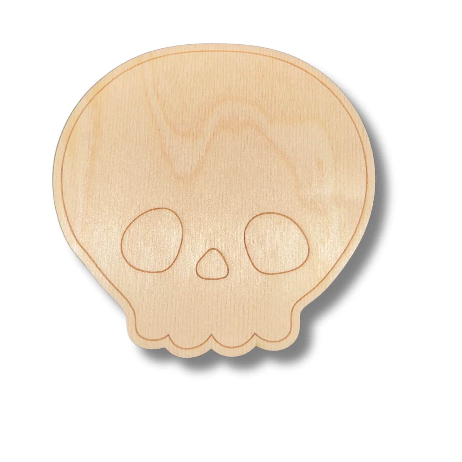 Unfinished Wood Etched Cute Skull Shape | Paint By Line Crafts | up to 30" DIY - Image 2