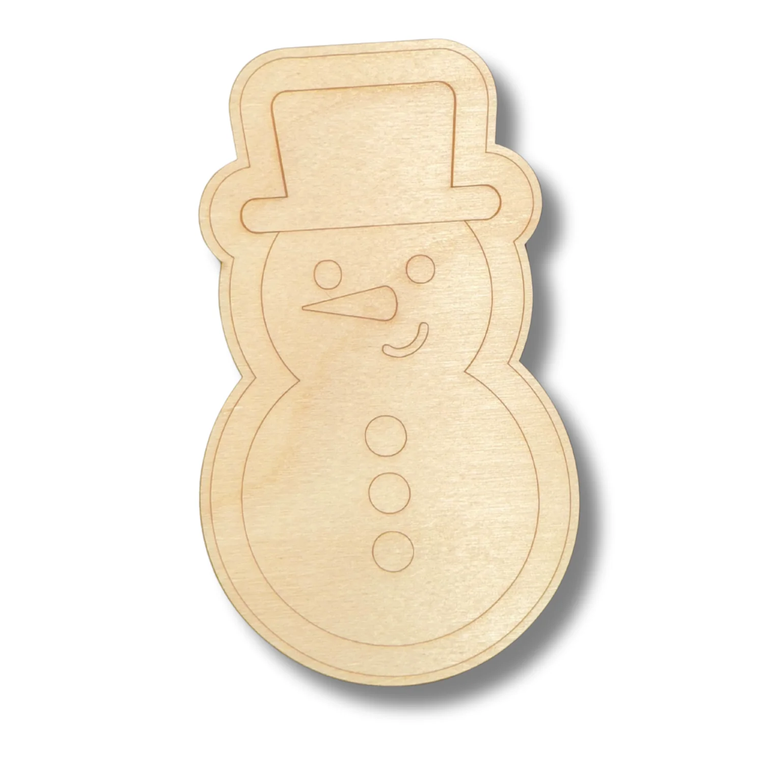 Unfinished Wood Etched Cute Snowman Shape | Paint By Line Crafts | up to 30" DIY - Image 2