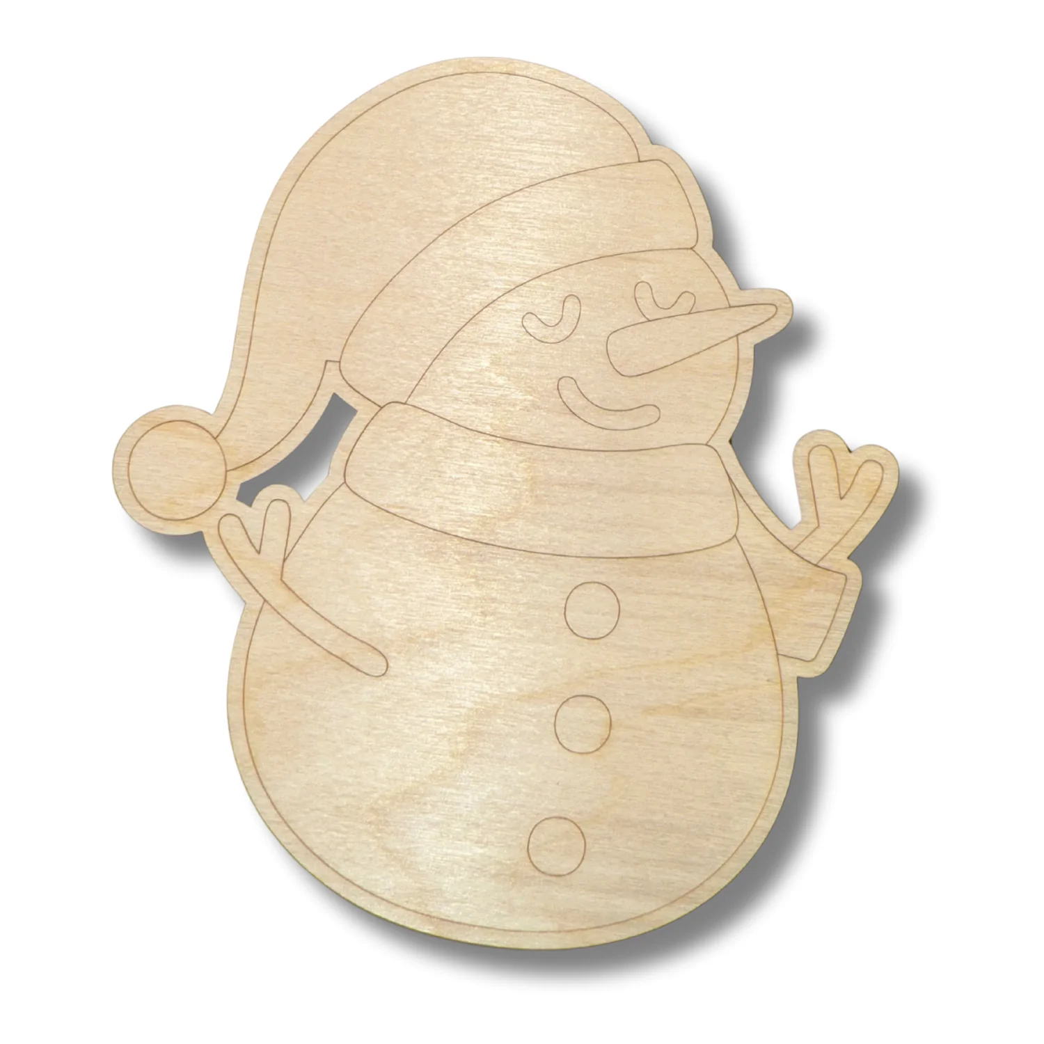Unfinished Wood Etched Cute Snowman Shape | Paint By Line Crafts | up to 30" DIY - Image 2