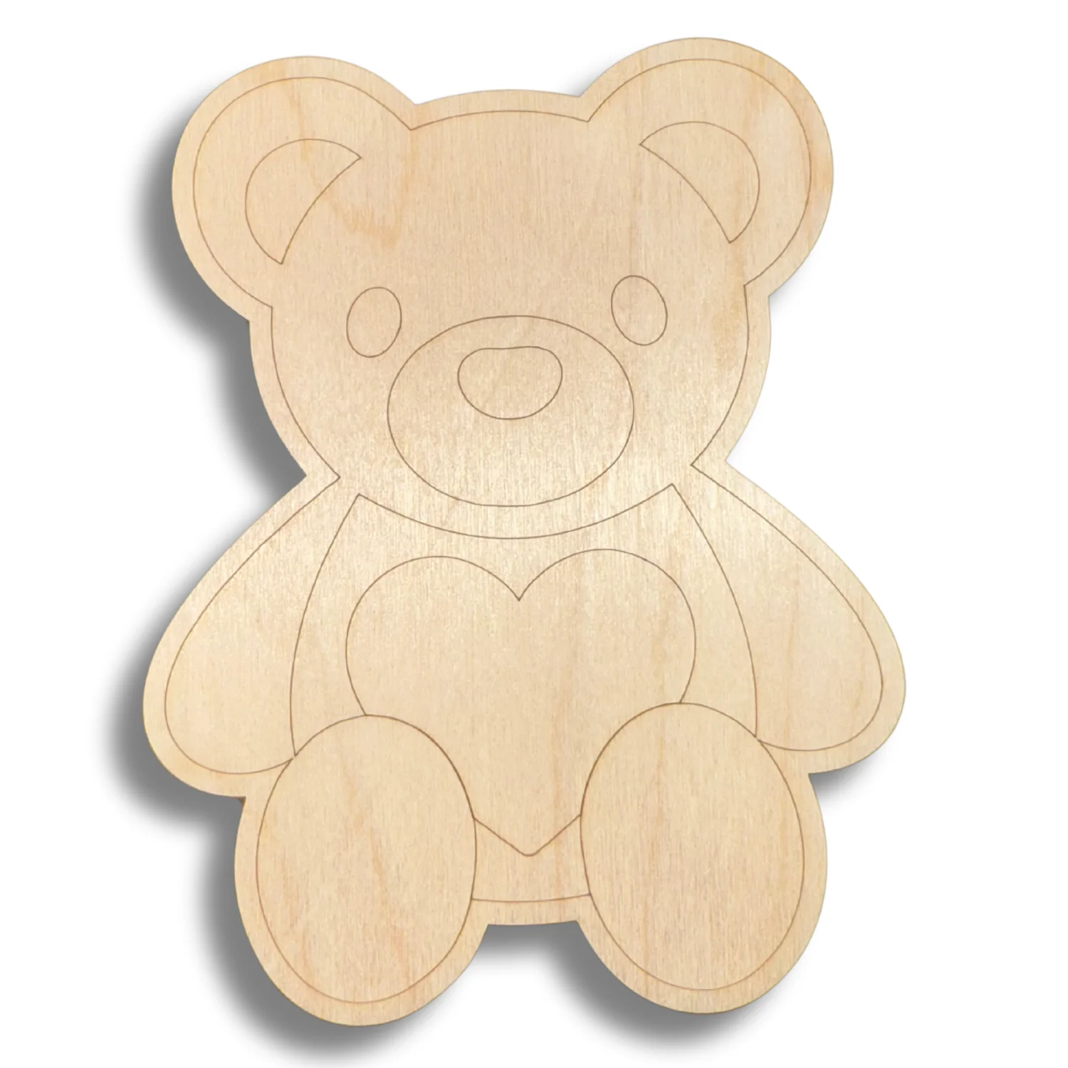 Unfinished Wood Etched Cute Teddy Bear Shape | Paint By Line Crafts | up to 30" DIY - Image 2
