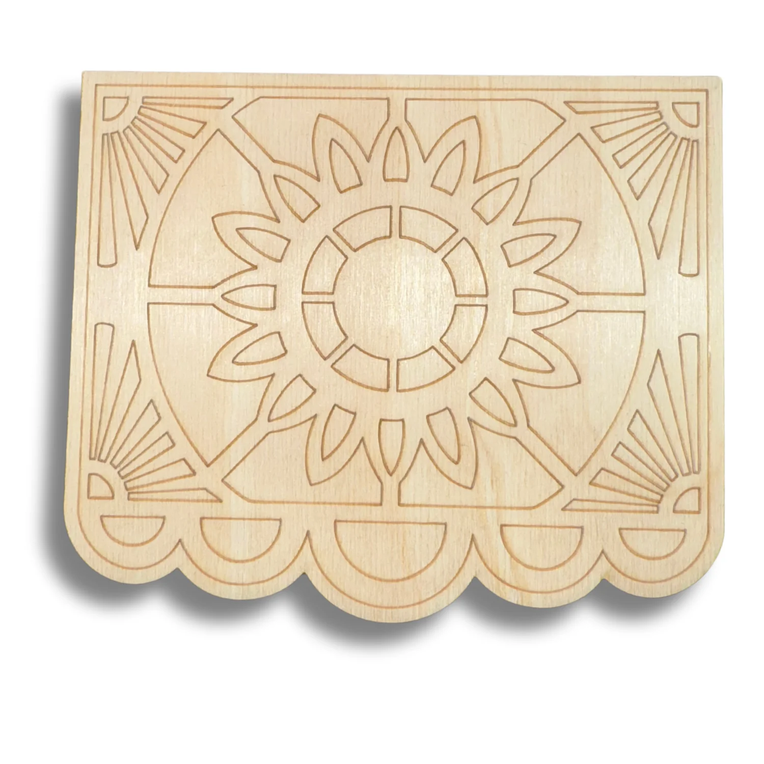 Unfinished Wood Etched Decoration Flag Shape | Paint By Line Crafts | up to 30" DIY - Image 2