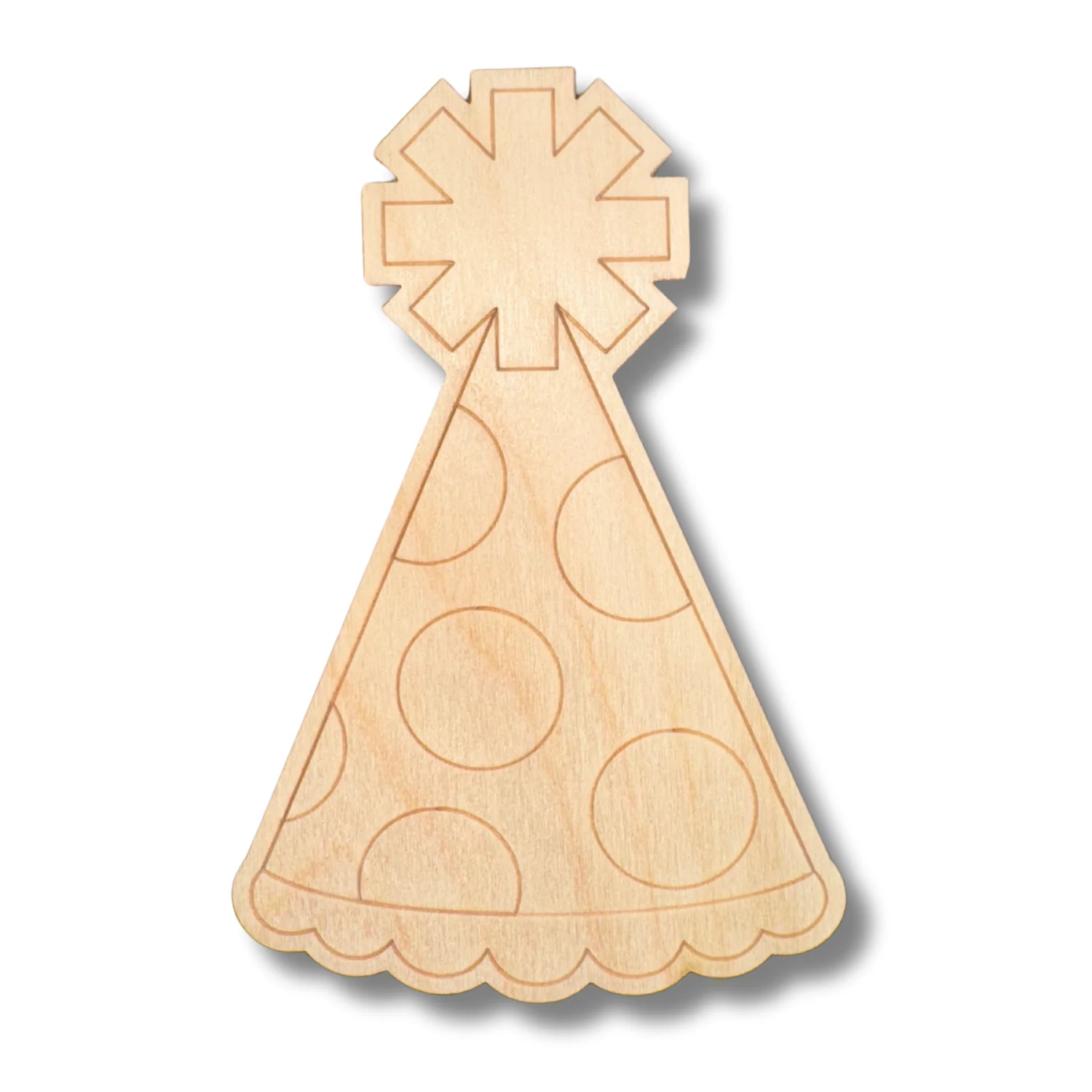 Unfinished Wood Etched Dotted Party Hat Shape | Paint By Line Crafts | up to 30" DIY - Image 2