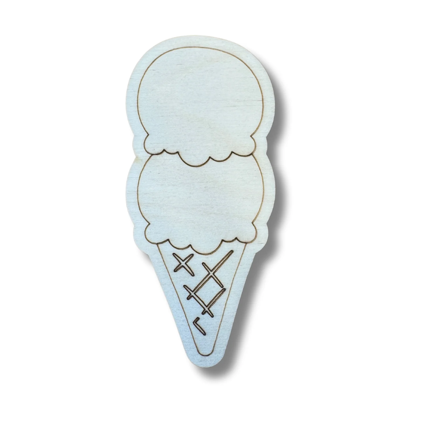 Unfinished Wood Etched Double Ice Cream Scoop Shape | Paint By Line Crafts | up to 30" DIY - Image 2
