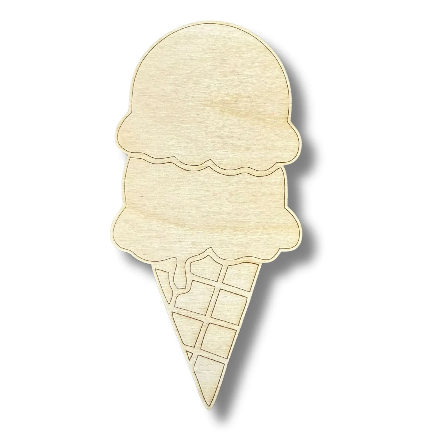 Unfinished Wood Etched Double Stack Ice Cream Shape | Paint By Line Crafts | up to 30" DIY - Image 2
