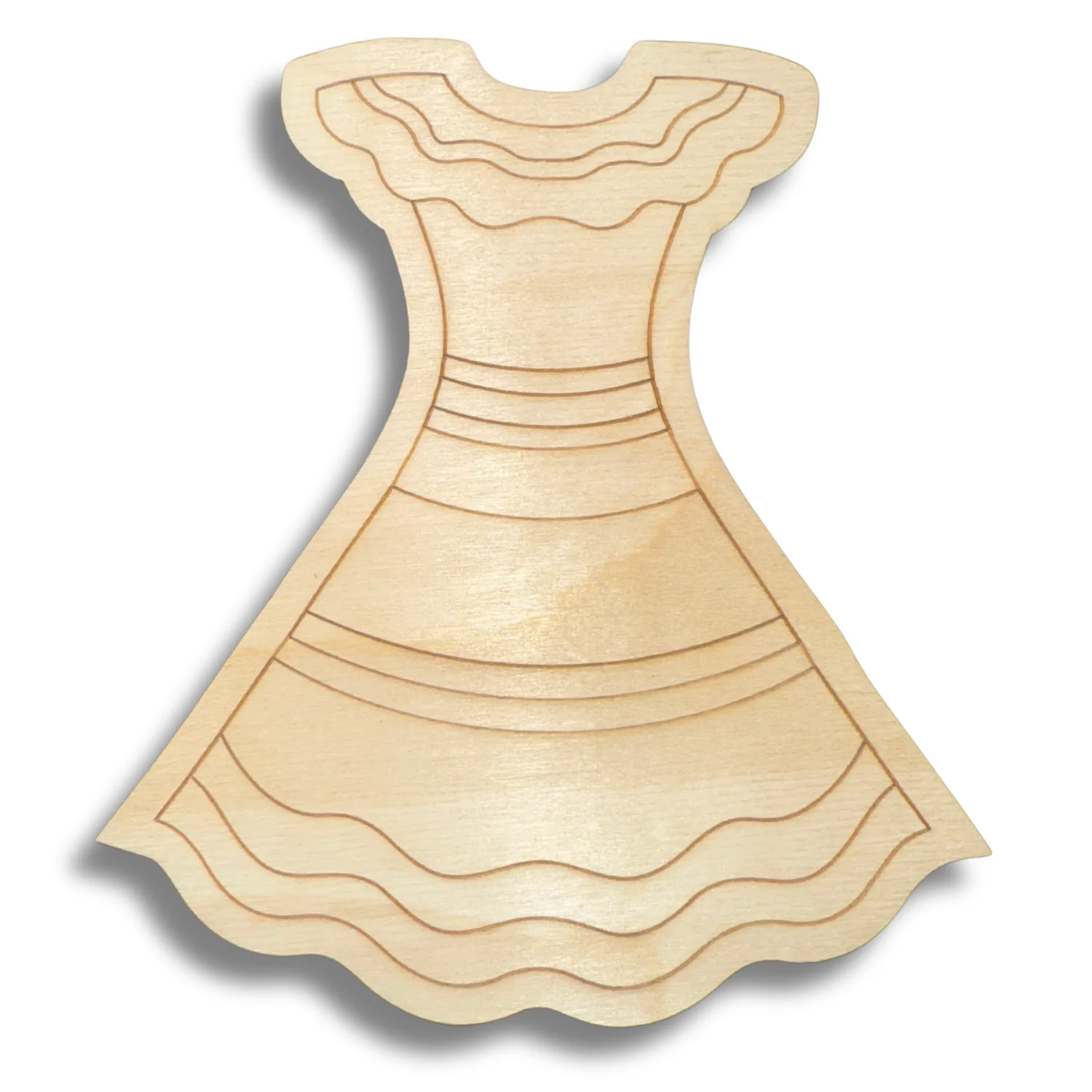 Unfinished Wood Etched Dress Shape | Paint By Line Crafts | up to 30" DIY - Image 2