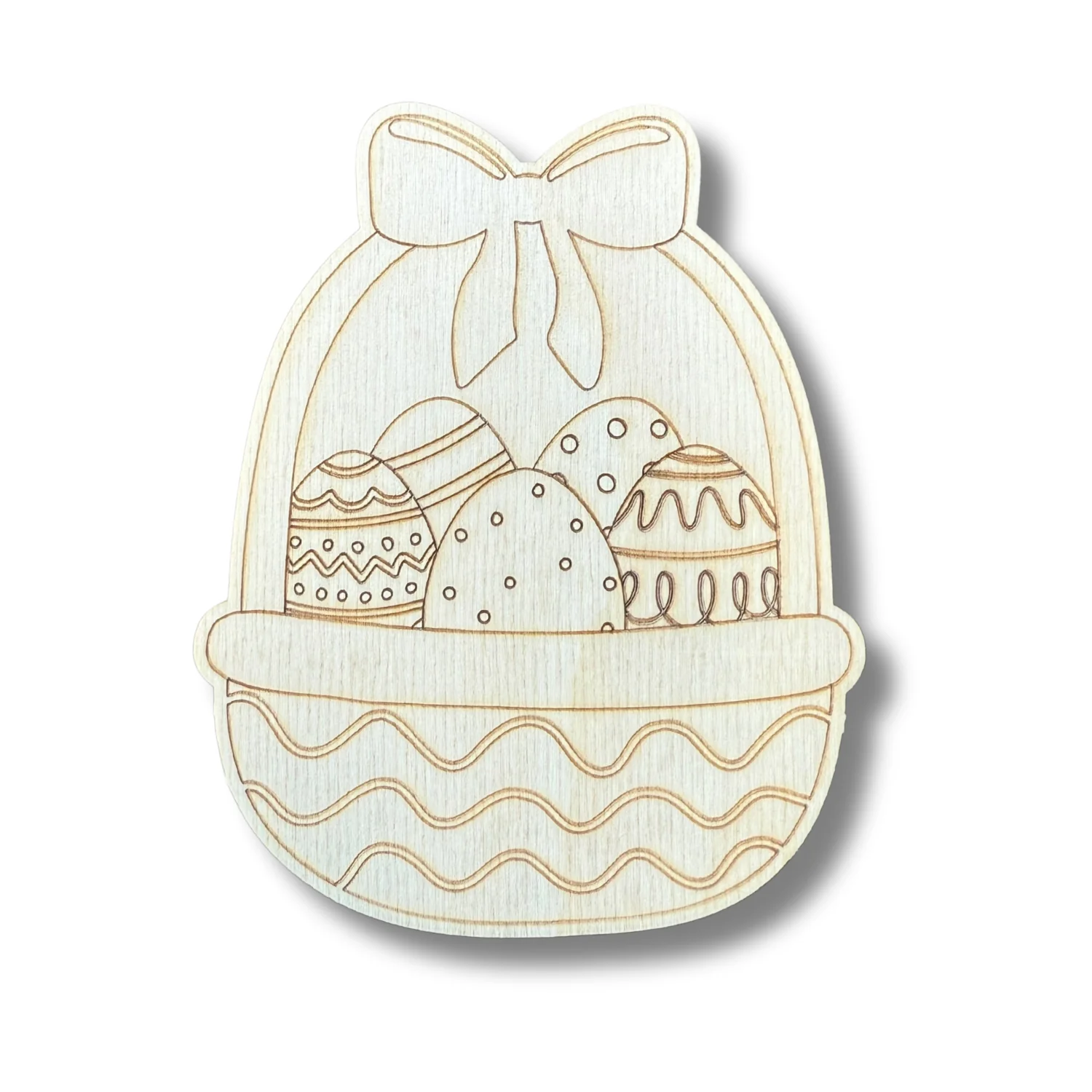 Unfinished Wood Etched Easter Egg Basket Shape | Paint By Line Crafts | up to 30" DIY - Image 2