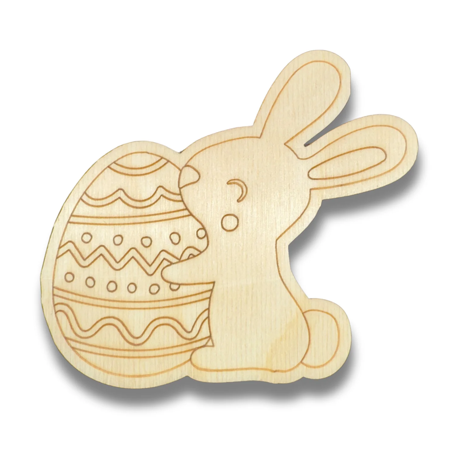 Unfinished Wood Etched Easter Egg Bunny Shape | Paint By Line Crafts | up to 30" DIY - Image 2