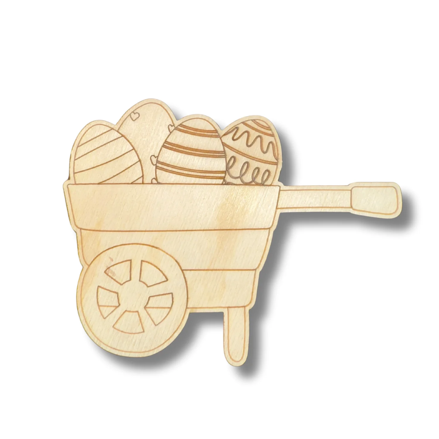 Unfinished Wood Etched Easter Egg Wagon Shape | Paint By Line Crafts | up to 30" DIY - Image 2
