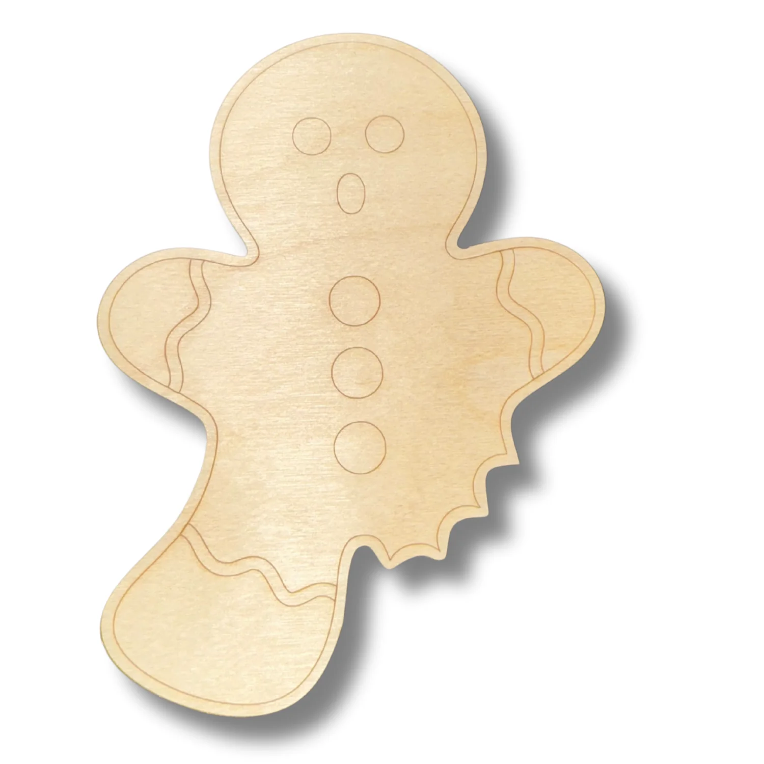 Unfinished Wood Etched Eaten Gingerbread Man Shape | Paint By Line Crafts | up to 30" DIY - Image 2