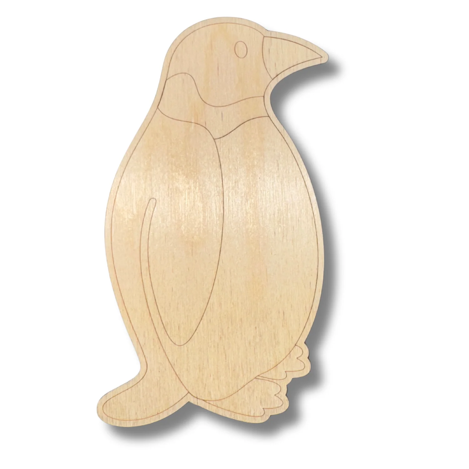 Unfinished Wood Etched Emperor Penguin Shape | Paint By Line Crafts | up to 30" DIY - Image 2