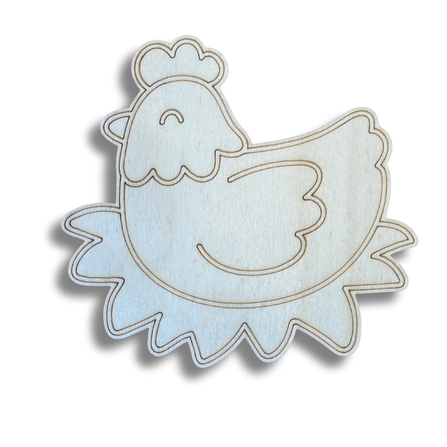 Unfinished Wood Etched Farm Chicken Shape | Paint By Line Crafts | up to 30" DIY - Image 2