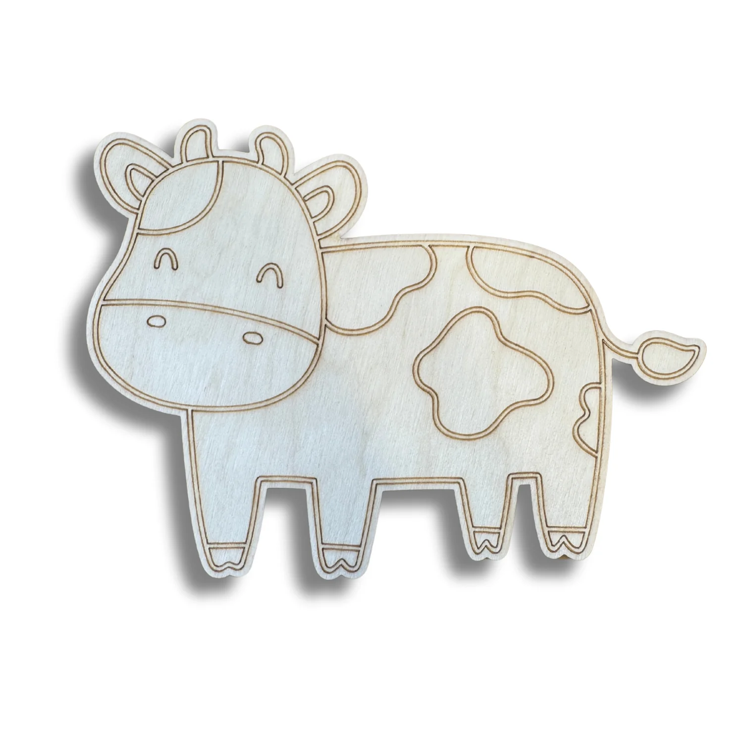 Unfinished Wood Etched Farm Cow Shape | Paint By Line Crafts | up to 30" DIY - Image 2