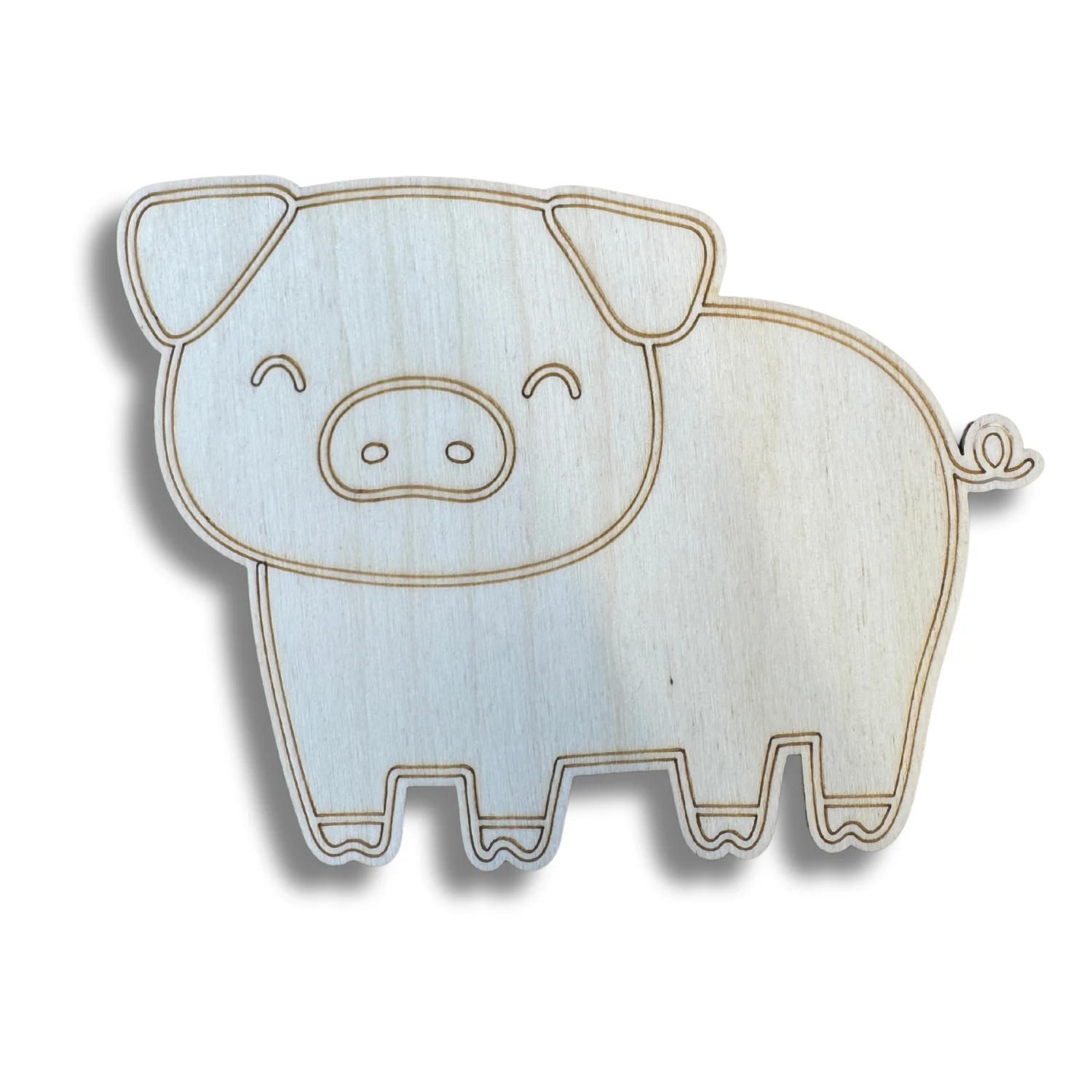 Unfinished Wood Etched Farm Pig Shape | Paint By Line Crafts | up to 30" DIY - Image 2