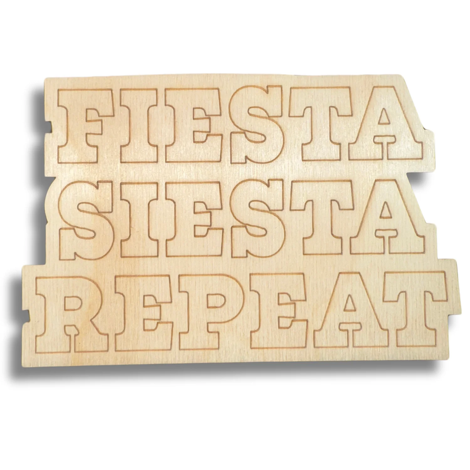 Unfinished Wood Etched Fiesta Siesta Repeat Shape | Paint By Line Crafts | up to 30" DIY - Image 2