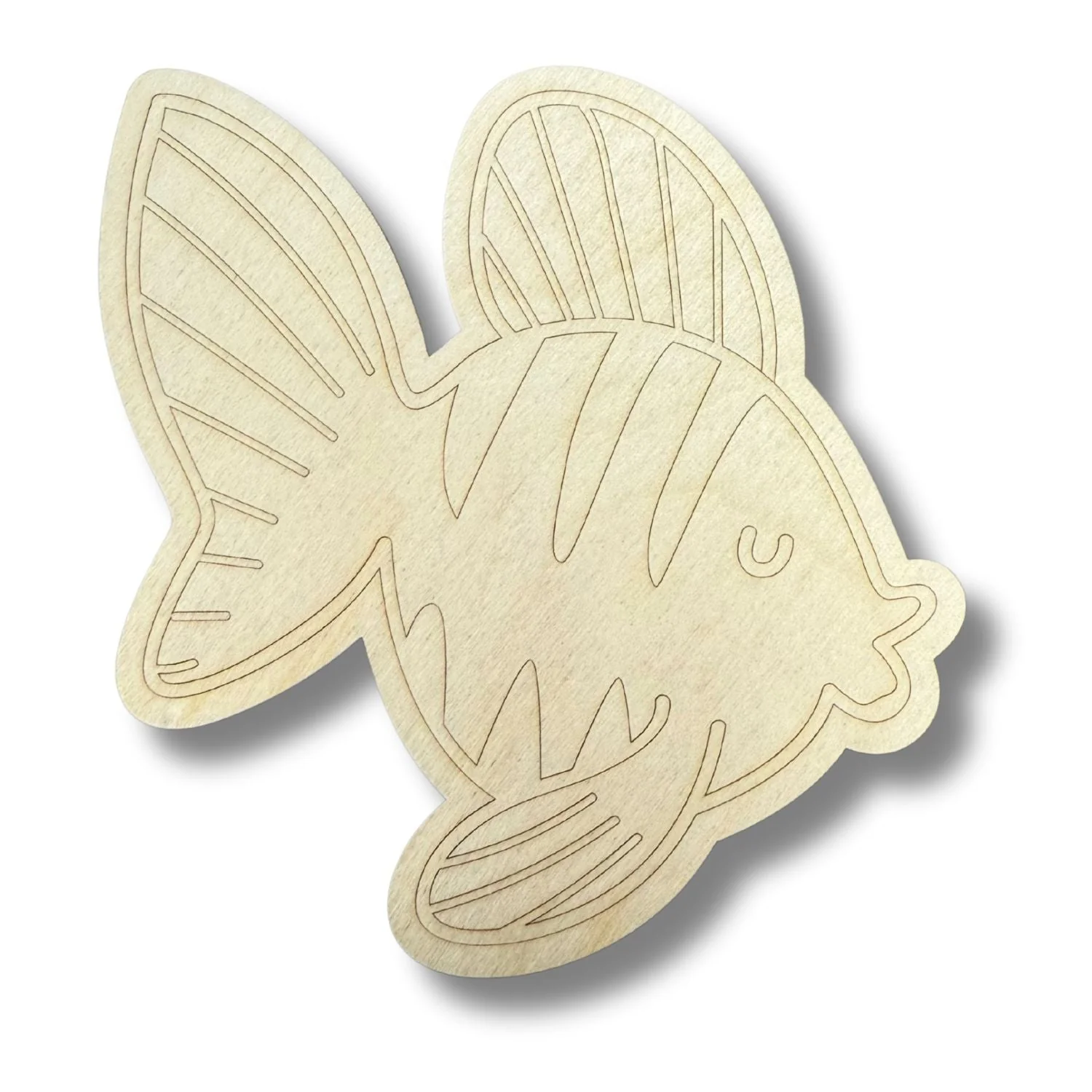 Unfinished Wood Etched Fish Shape | Paint By Line Crafts | up to 30" DIY - Image 2
