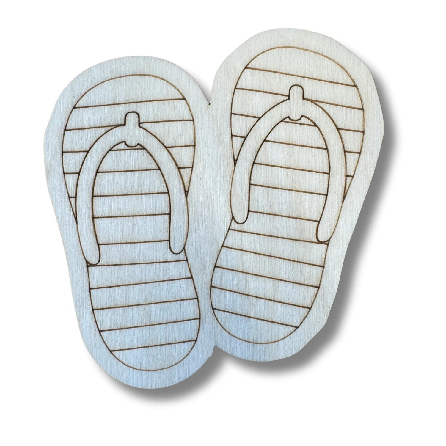 Unfinished Wood Etched Flip Flop Shape | Paint By Line Crafts | up to 30" DIY - Image 2