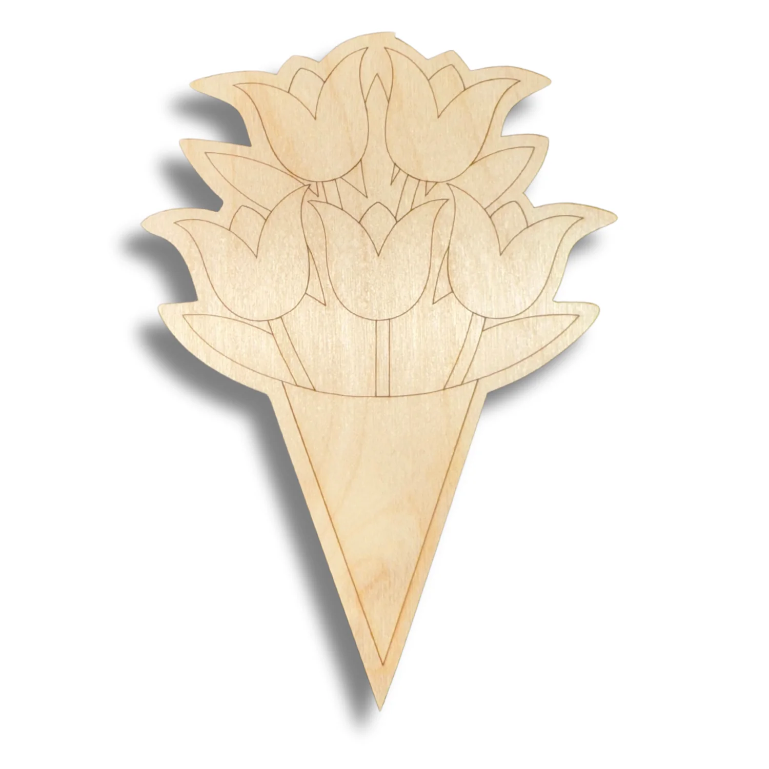 Unfinished Wood Etched Flower Bouquet Shape | Paint By Line Crafts | up to 30" DIY - Image 2
