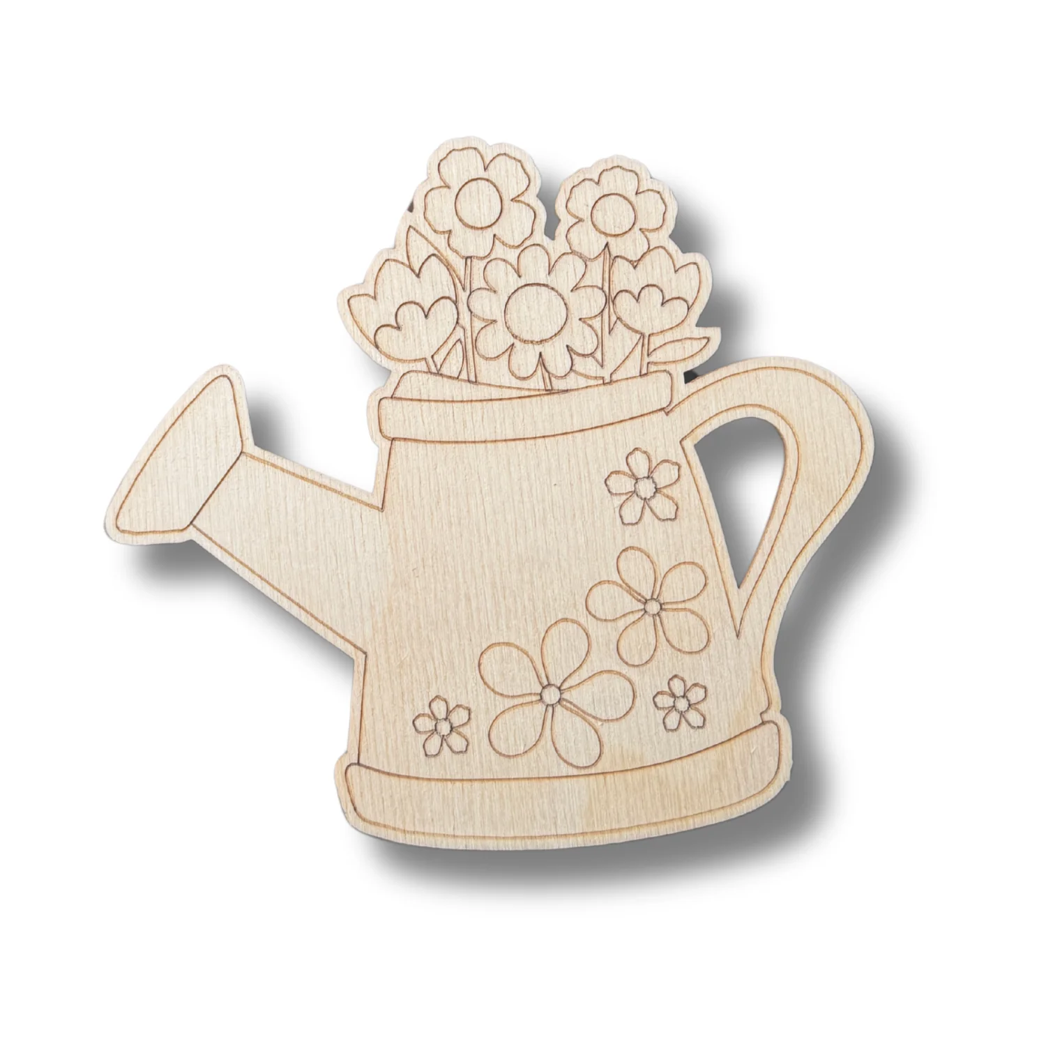 Unfinished Wood Etched Flower Watering Can Shape | Paint By Line Crafts | up to 30" DIY - Image 2