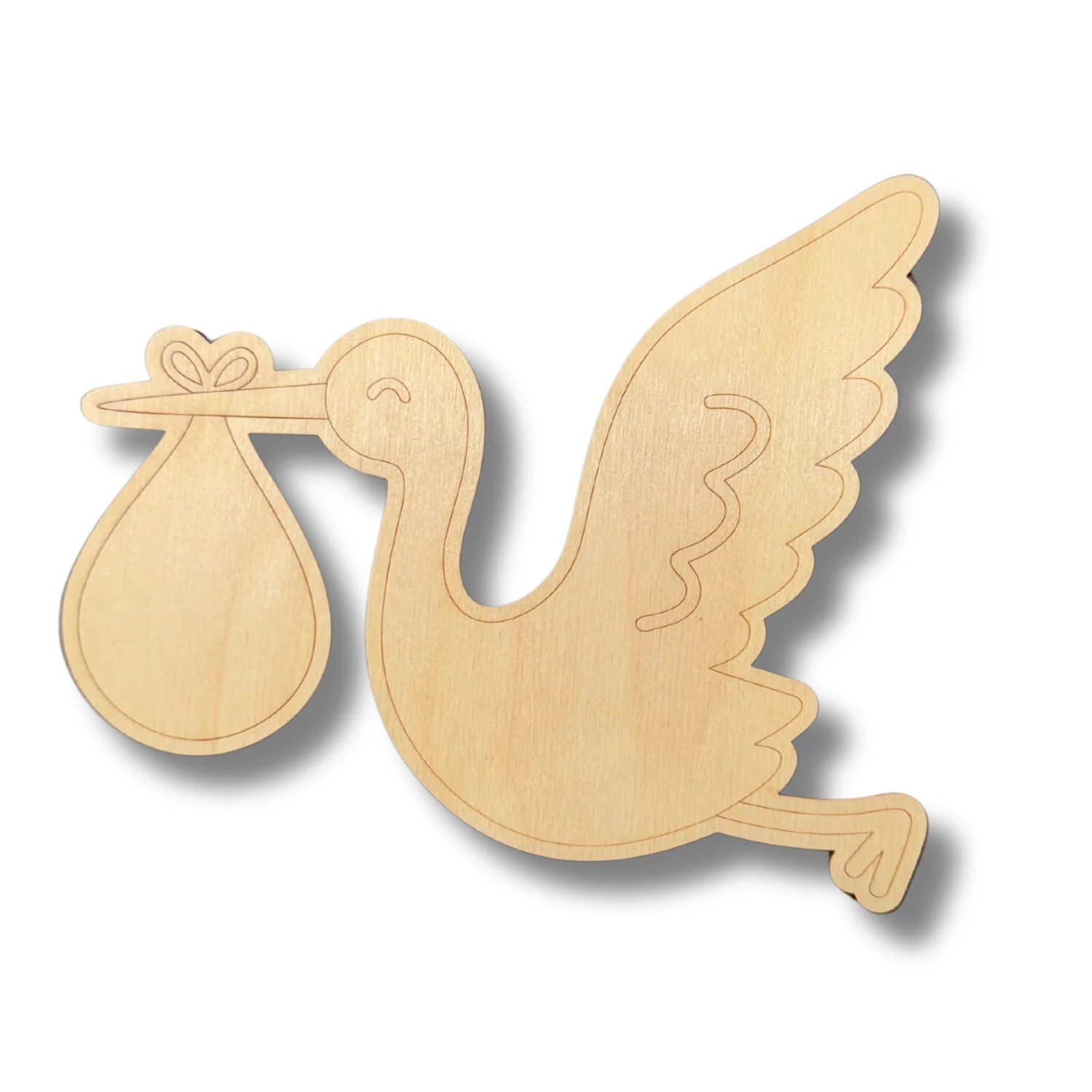 Unfinished Wood Etched Flying Stork Shape | Paint By Line Crafts | up to 30" DIY - Image 2
