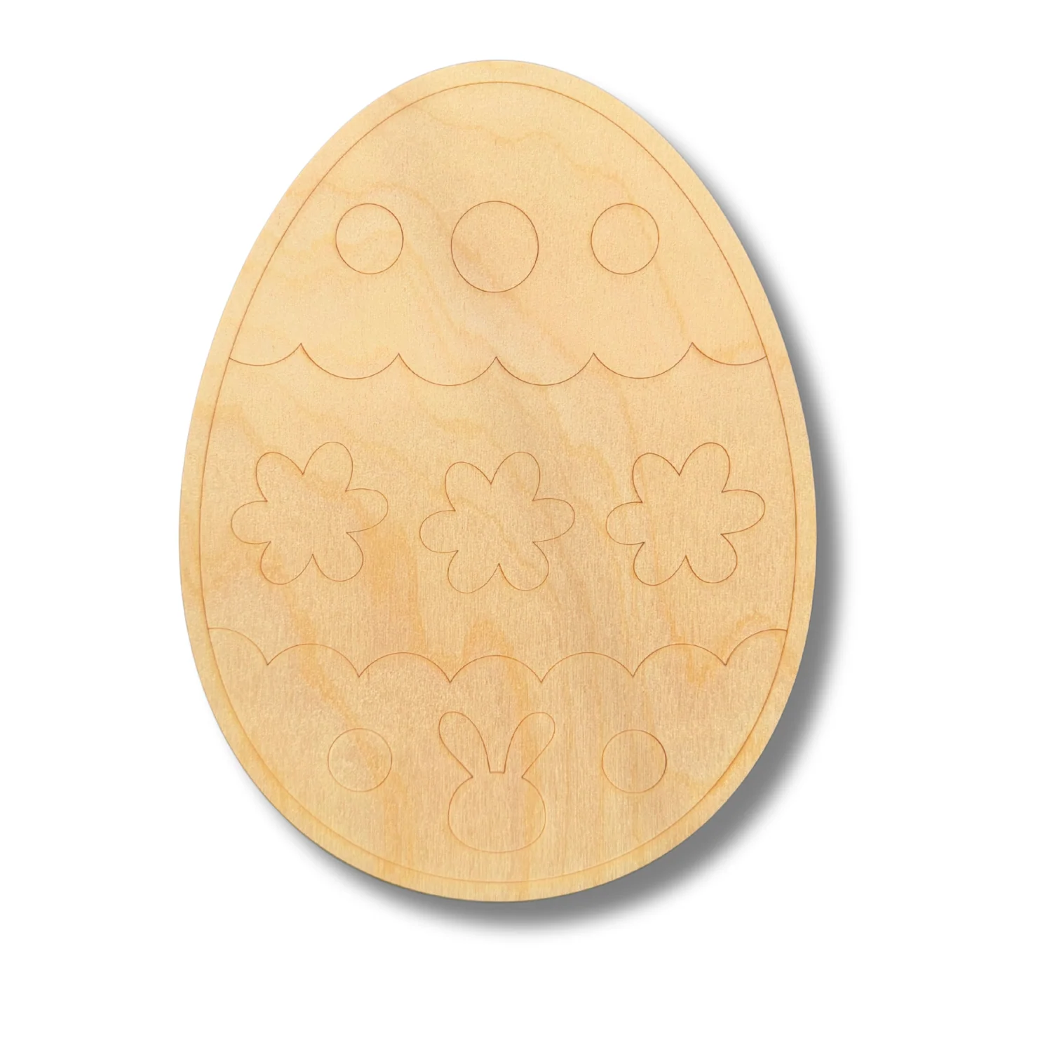 Unfinished Wood Etched Fun Easter Egg Shape | Paint By Line Crafts | up to 30" DIY - Image 2
