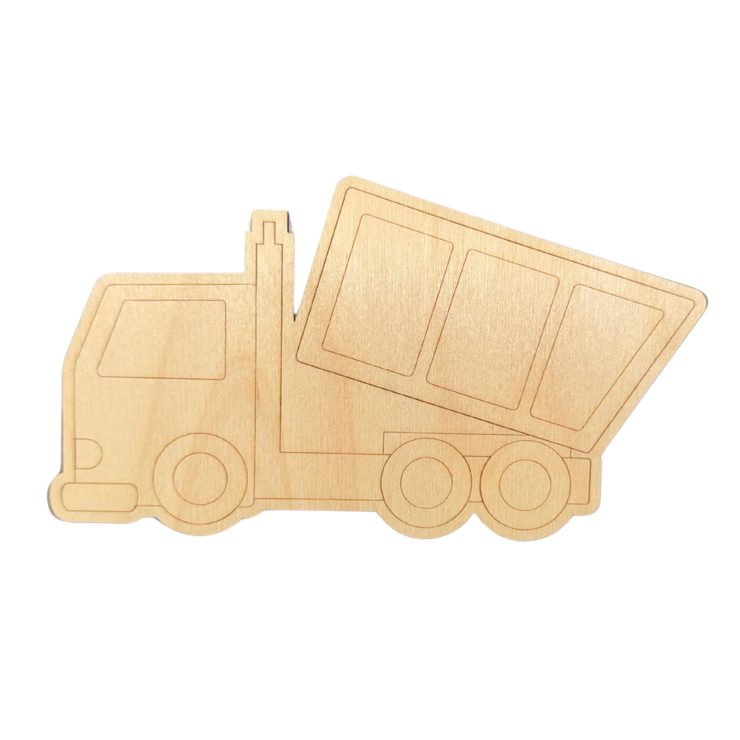 Unfinished Wood Etched Garbage Truck Shape | Paint By Line Crafts | up to 30" DIY - Image 2
