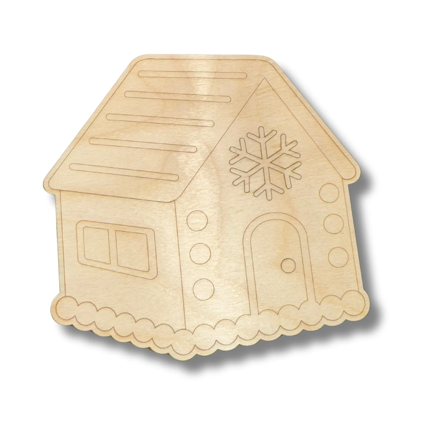 Unfinished Wood Etched Gingerbread House Shape | Paint By Line Crafts | up to 30" DIY - Image 2