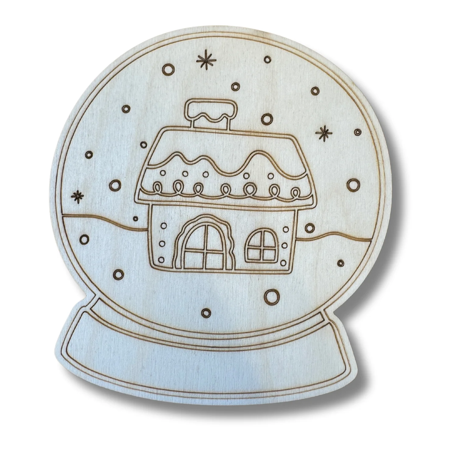 Unfinished Wood Etched Gingerbread House Snowglobe Shape | Paint By Line Crafts | up to 30" DIY - Image 2