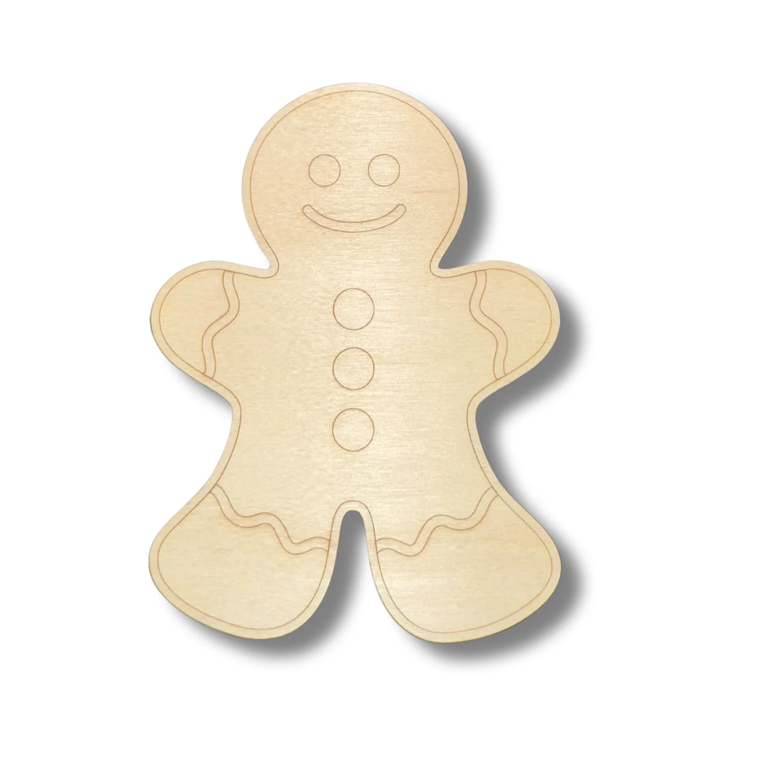 Unfinished Wood Etched Gingerbread Man Shape | Paint By Line Crafts | up to 30" DIY - Image 2