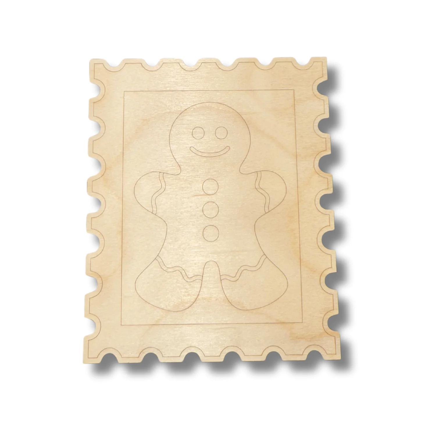 Unfinished Wood Etched Gingerbread Man Stamp Shape | Paint By Line Crafts | up to 30" DIY - Image 2