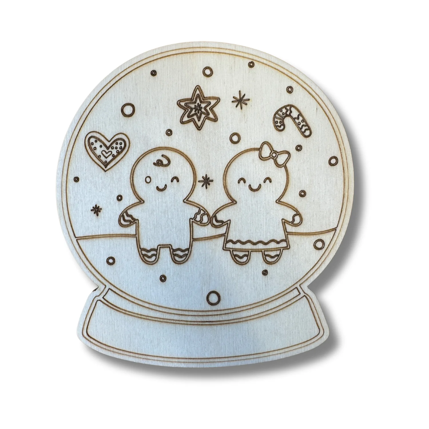 Unfinished Wood Etched Gingerbread Snow Globe Shape | Paint By Line Crafts | up to 30" DIY - Image 2