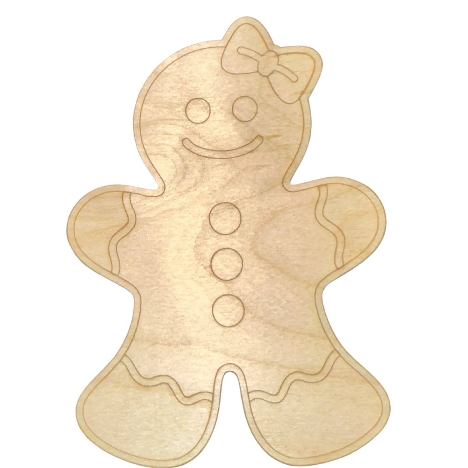Unfinished Wood Etched Girl Gingerbread Shape | Paint By Line Crafts | up to 30" DIY - Image 2
