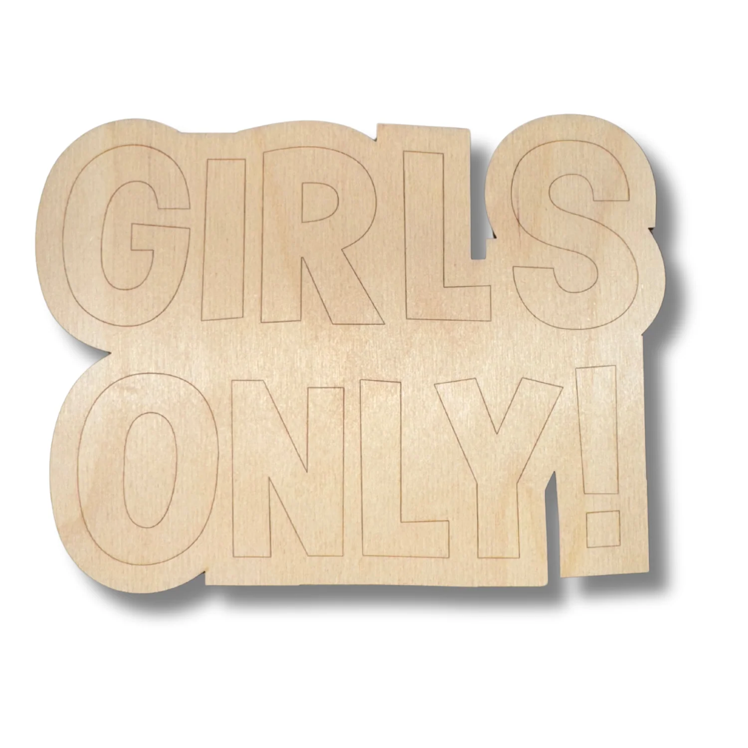 Unfinished Wood Etched Girls Only! Shape | Paint By Line Crafts | up to 30" DIY - Image 2